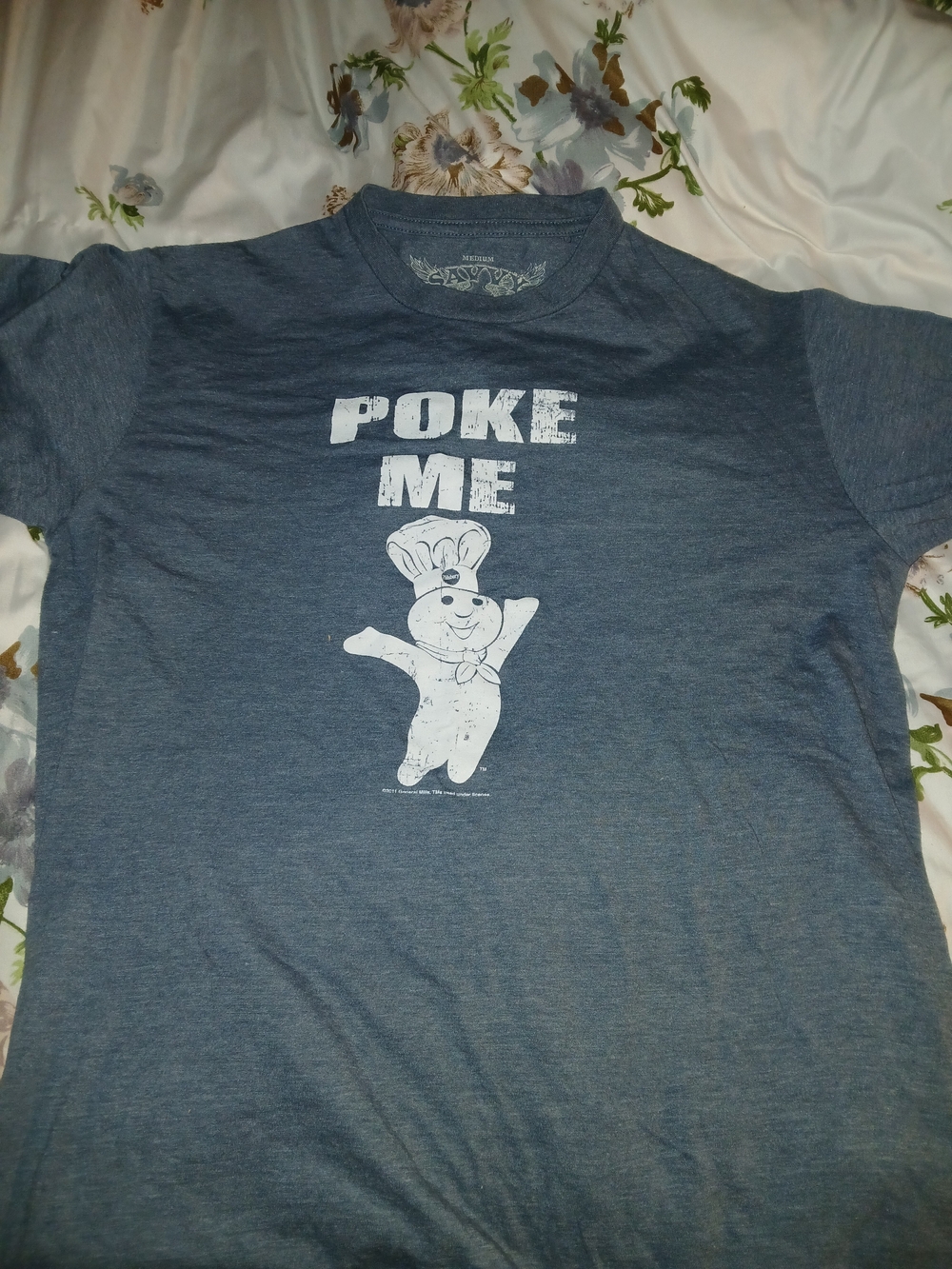 Savvy Blue Short Sleeve Tee with White Graphic "Poke Me"